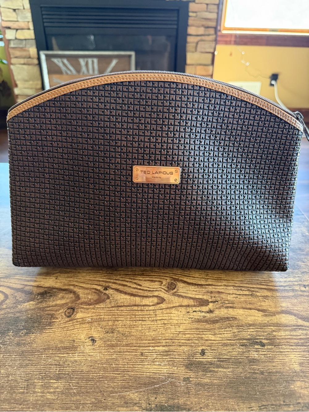 Ted Lapidus Brown Textured Travel Pouch
